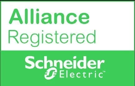 Logotipo de Alliance Registered de Schneider Electric en fondo verde y blanco. Logotipo de Alliance Registered de Schneider Electric en fondo verde y blanco.