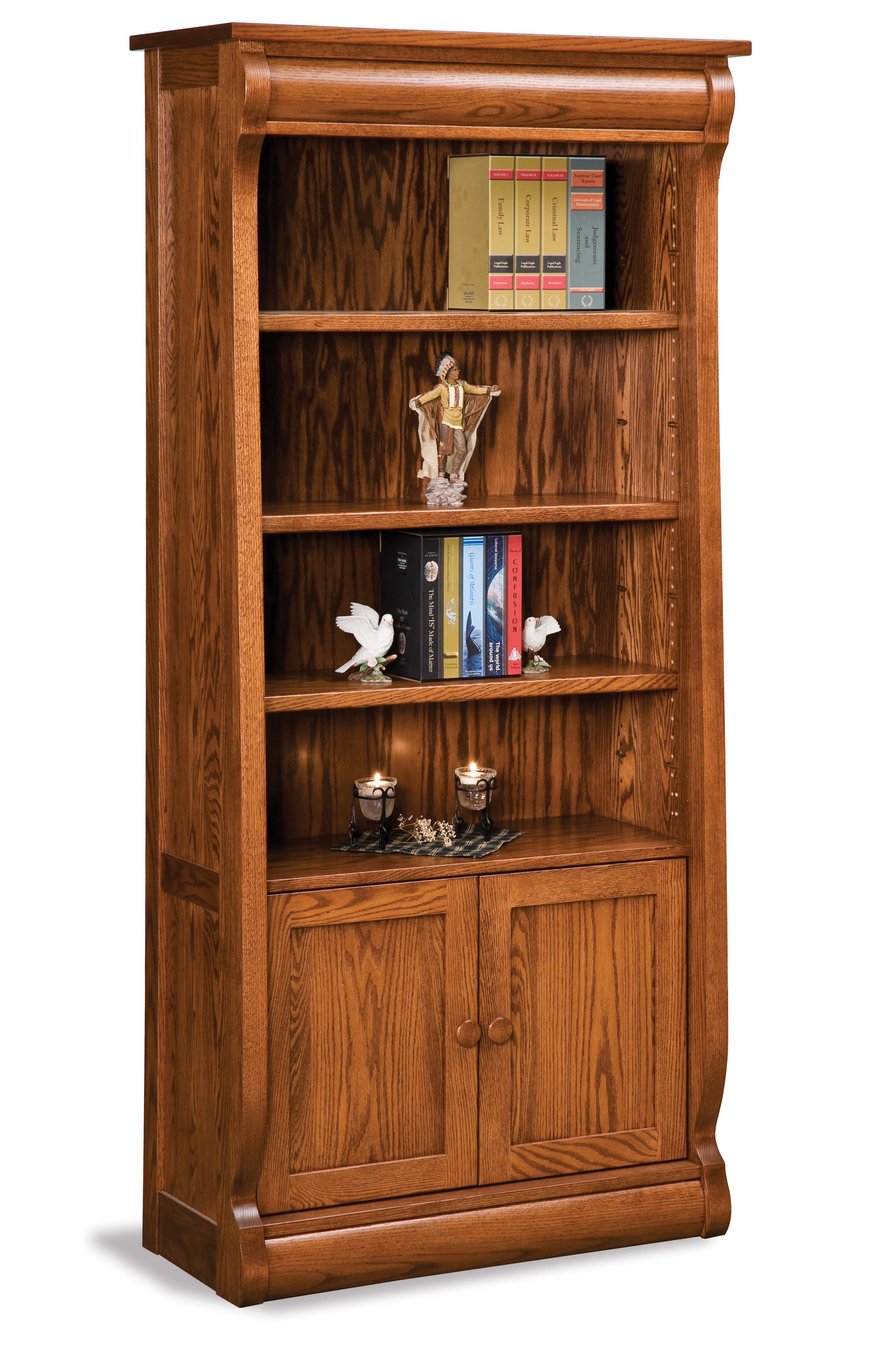 Old Classic Sleigh Bookcase w/Doors-#132