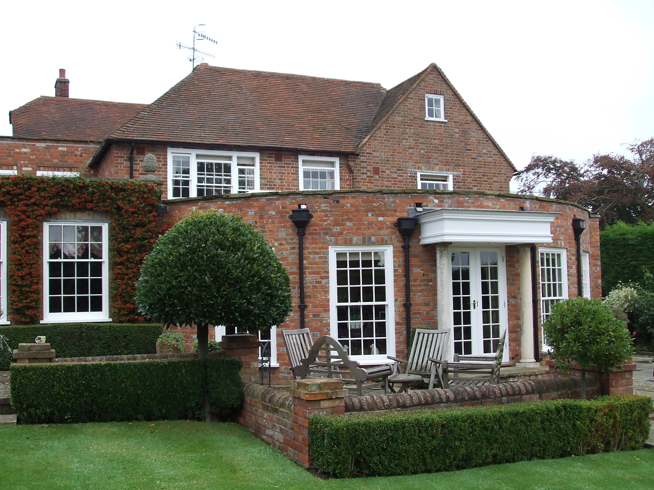 a room with a table and chairs