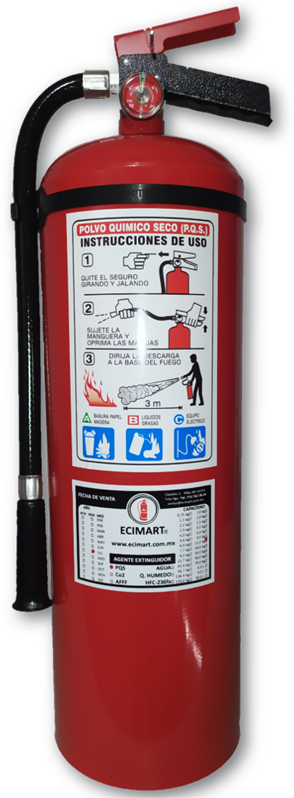 EXTINTOR DE PQS ABC
CAP. 12 KG.