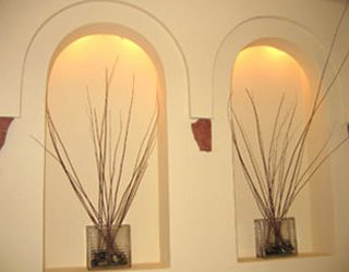 Decorative arches feature hidden lighting