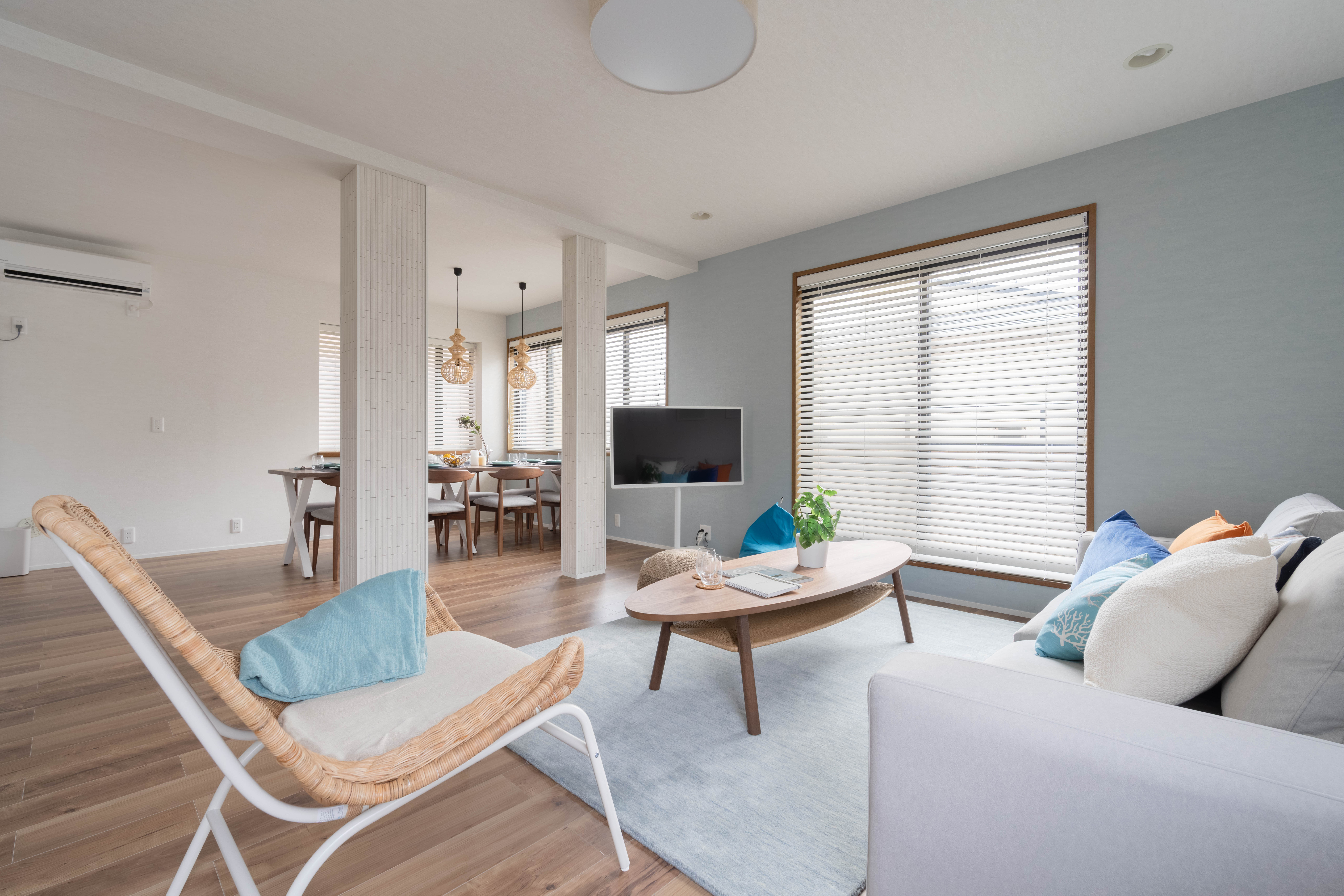 Spacious Living Room with large TV