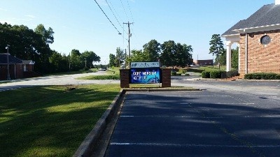 New Prospect Baptist Church – 16mm full color, new ID cabinet between existing brick columns