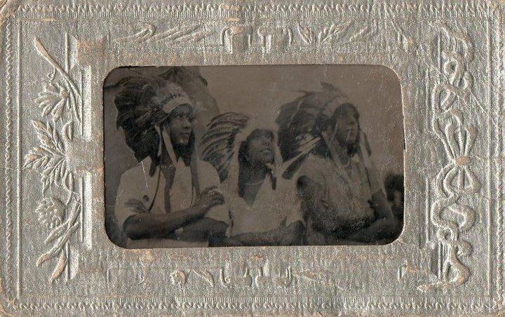Left to Right - Delcena Mills, Dorothy Helme, Alma Helme attending powwow in Mashpee, Massachusetts 1929