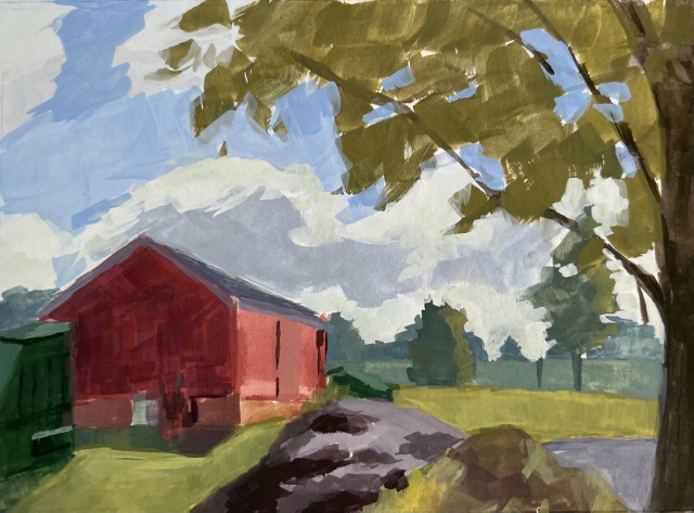 Riccio, Shepards Hay Farm, 5" x 7" Gouache