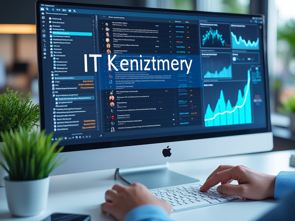 Persona usando computadora con gráficos y estadísticas financieras en pantalla, entorno de oficina moderno.