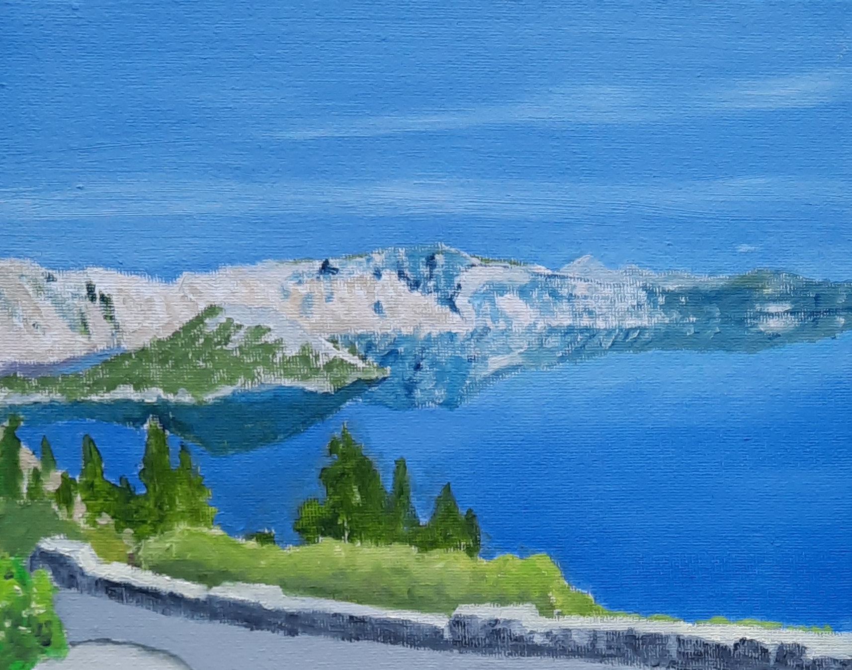 Op-105 CRATER LAKE 8x10 oil on Canvas 2024