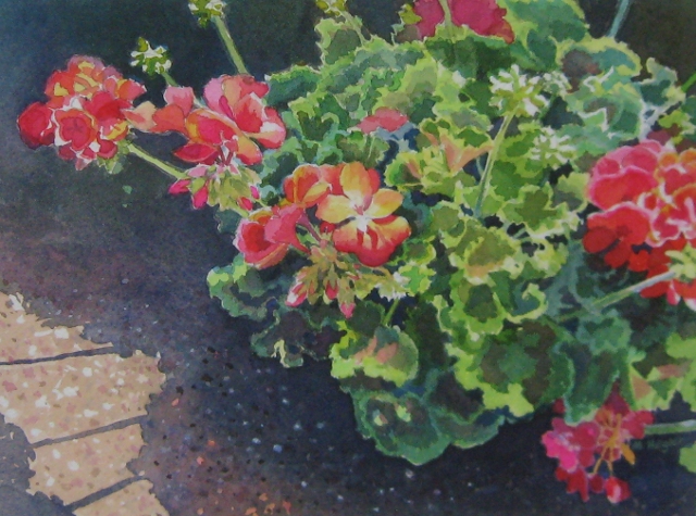 Hegler, Red Geranium, 7x9 Watercolor