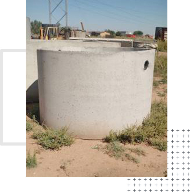 A concrete tank on soil