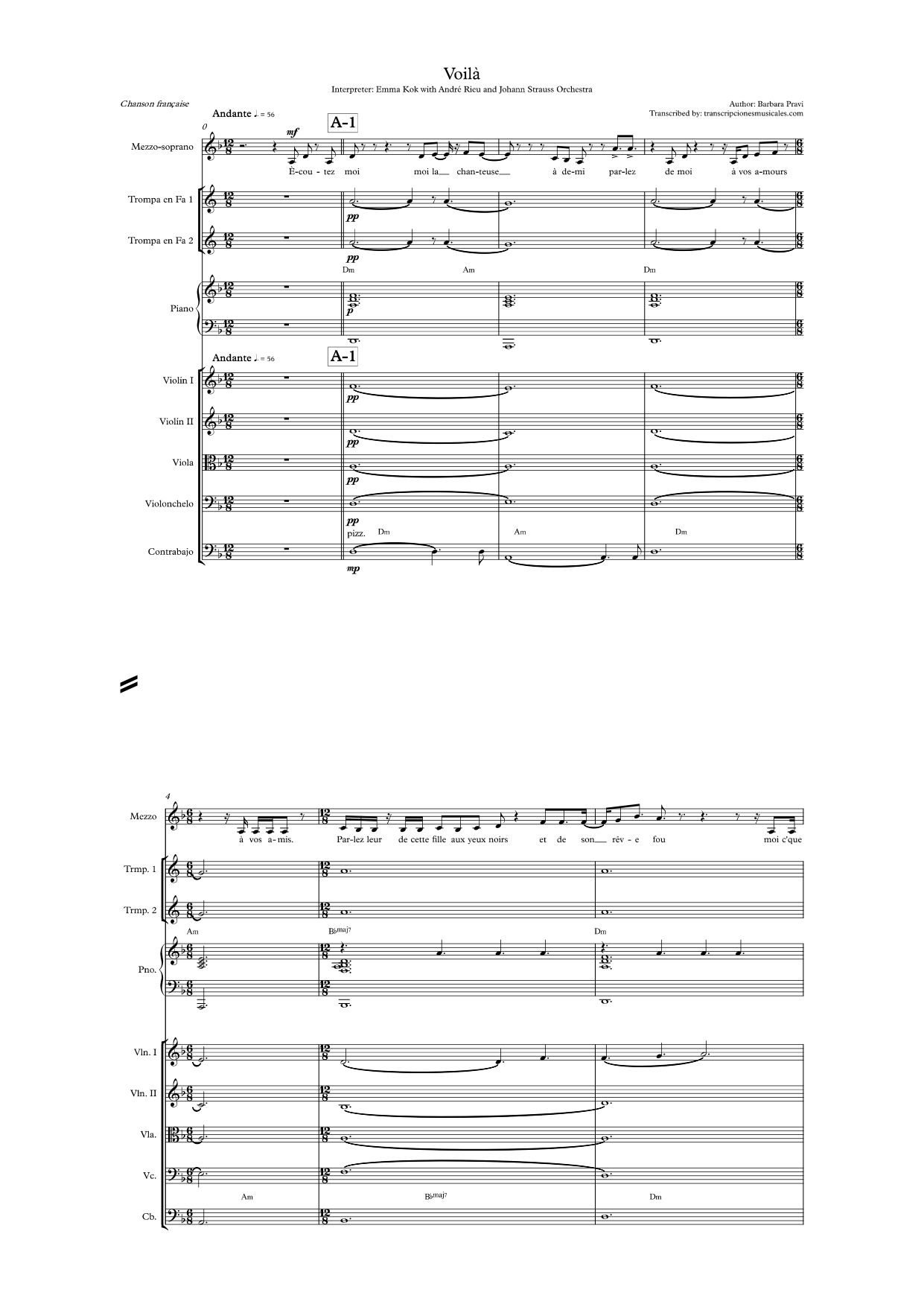 Voilà - Partitura hoja 1