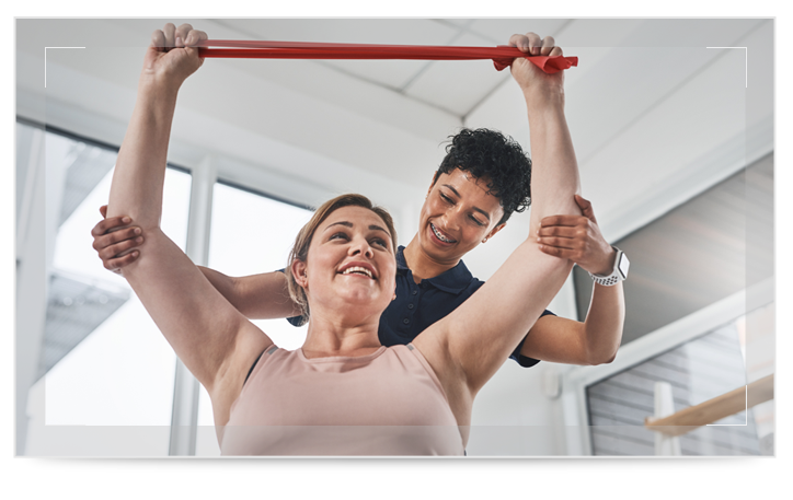 A woman working out with resistance bands