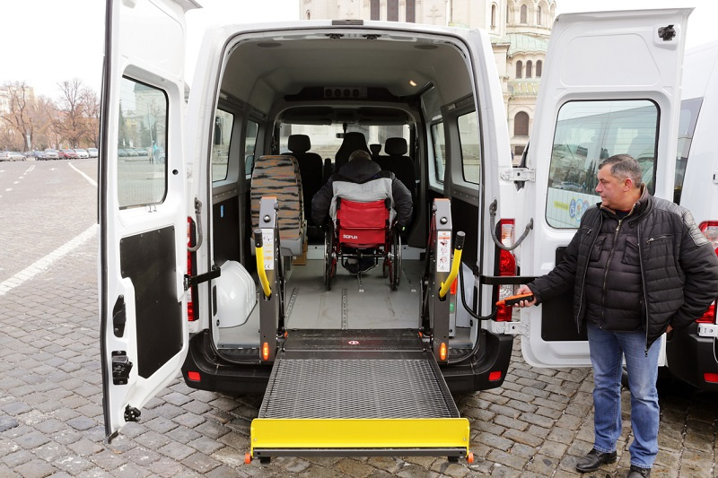 Minibus for physically disabled people