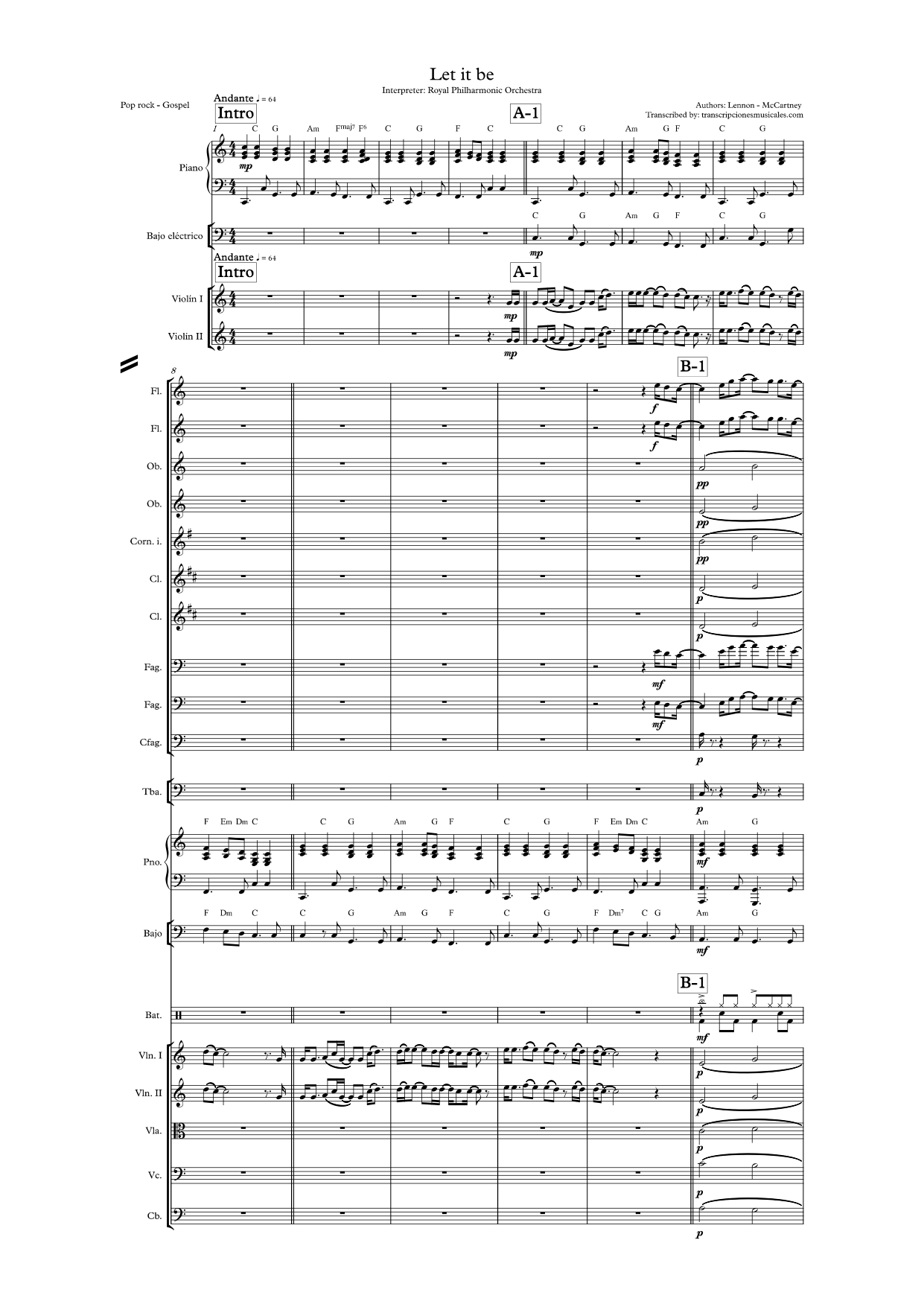 Let it be - partitura hoja 1