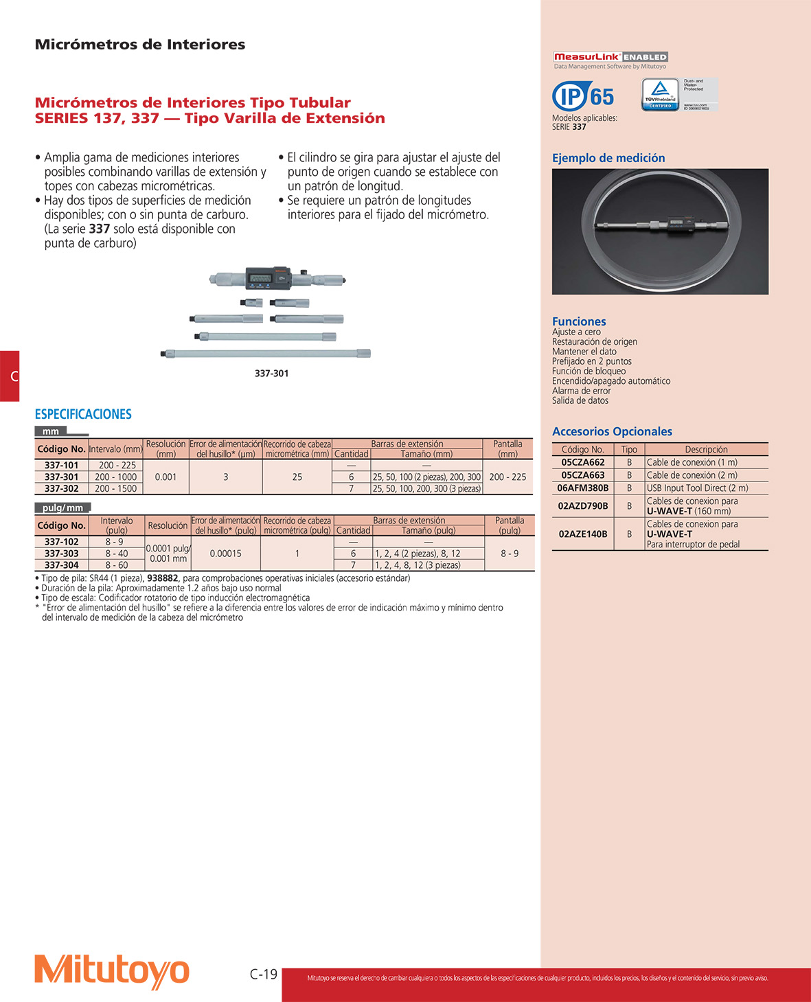 Micrómetro tipo varilla de extensión 