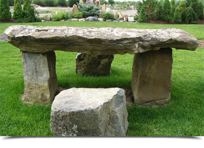 Rock formation on lawn||||
