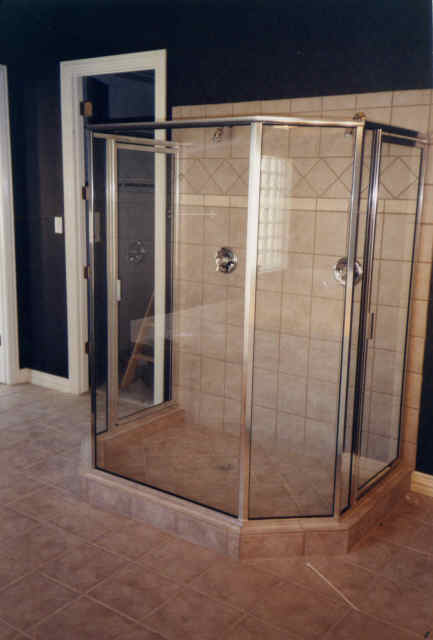 Shower with new glass enclosure||||