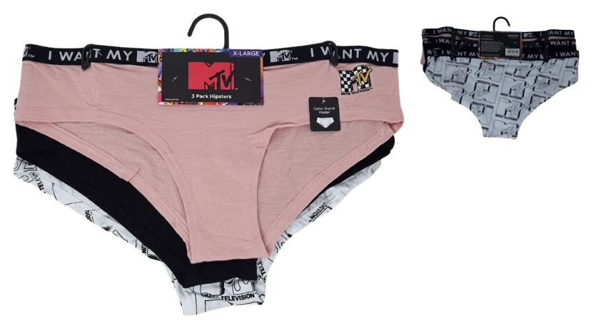 43XI009W1HZA-BSH
3PK LADIES UNDERWEAR 
MTV
S,M,L,XL  & PLUS SIZES
UPC 193159161354
36 CS/PACK
