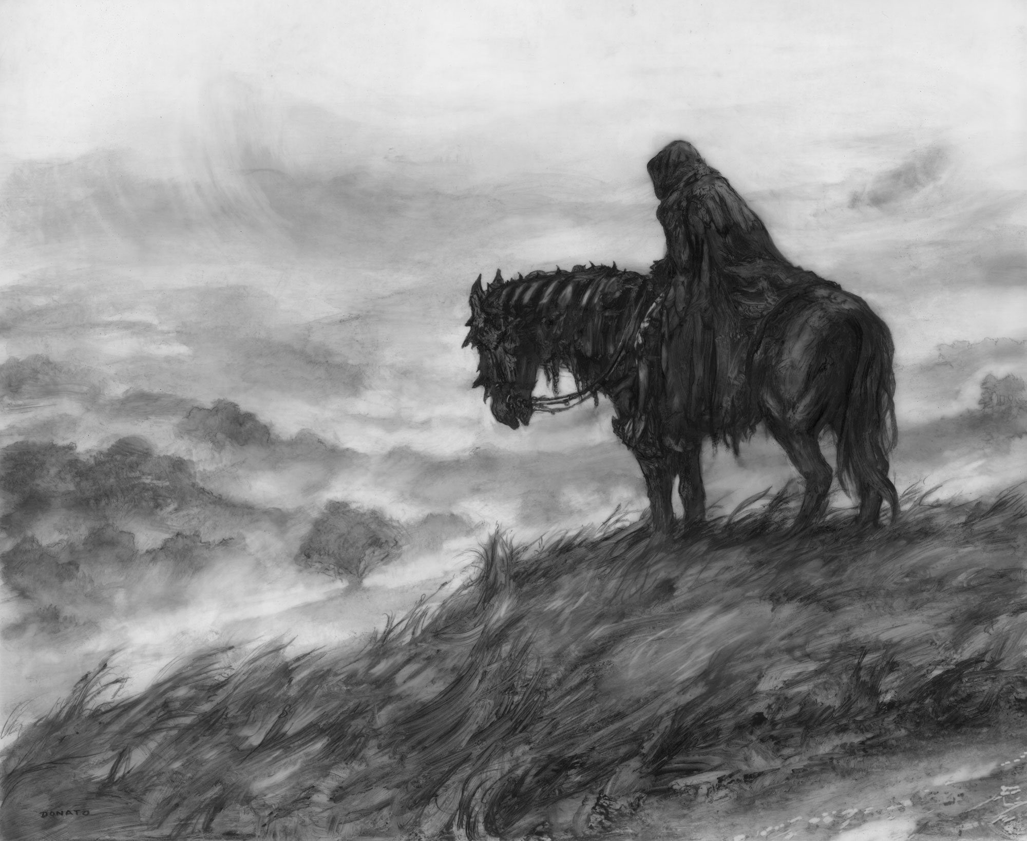 Black Rider - Searching for Baggins
17" x 14" graphite pencil and paint 2019
collection of Leo Gonzales