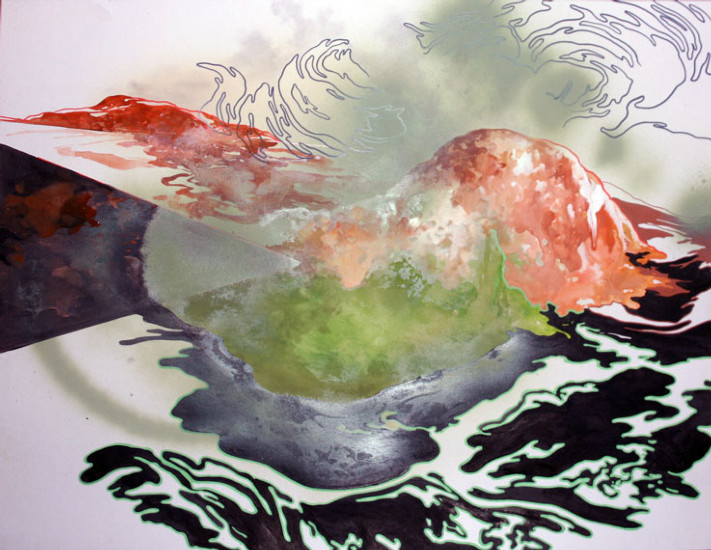 Acidland VI - 2011 Gouache, acrylic and graphite on paper 25.6 X 19.7 inches 