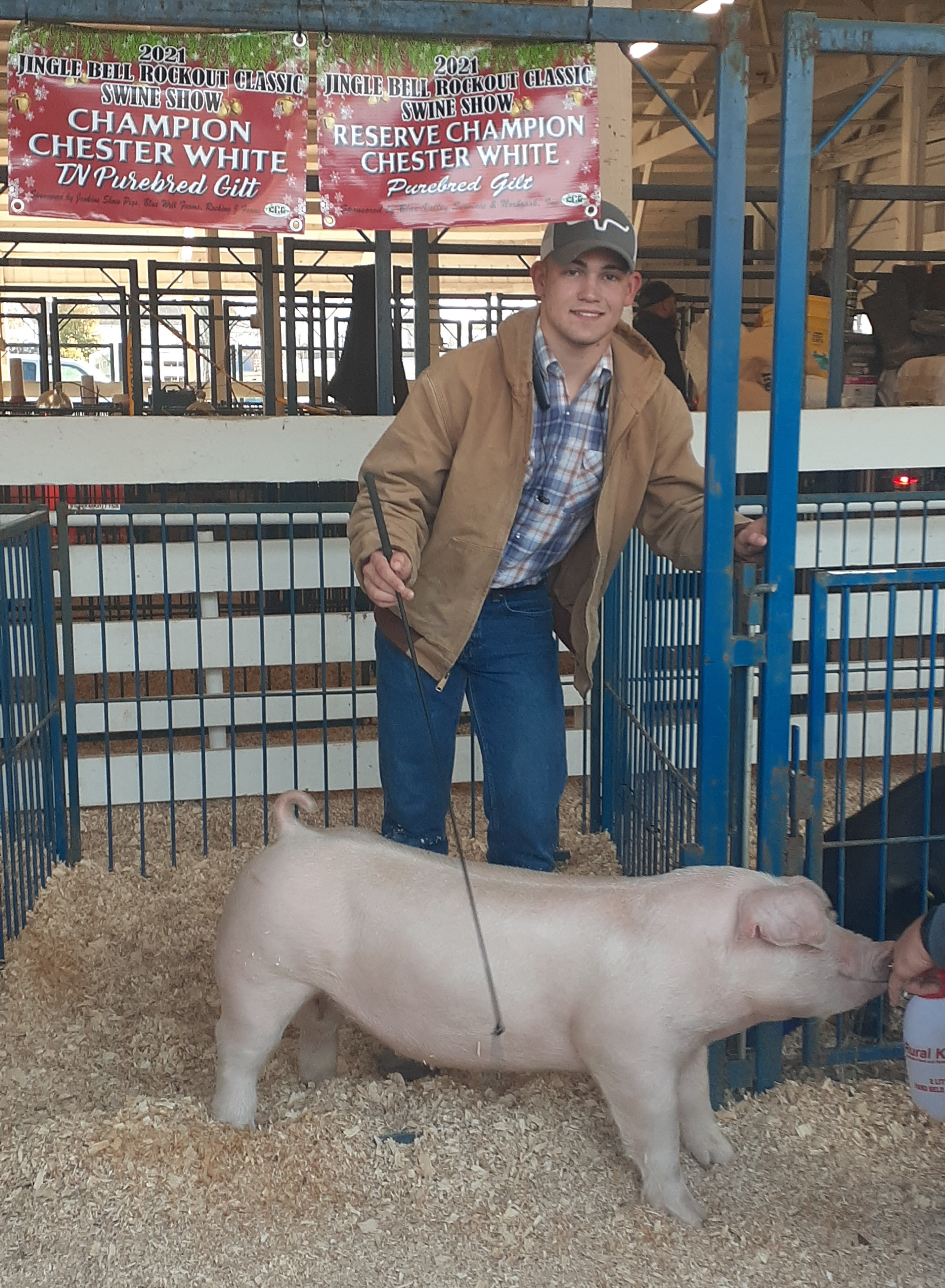 Kalan Lusk
2021 Jingle Bell Rockout 
Classic Swine Show
Reserve Champion Chester White Gilt
Champion Chester White Gilt
 - TN Bred