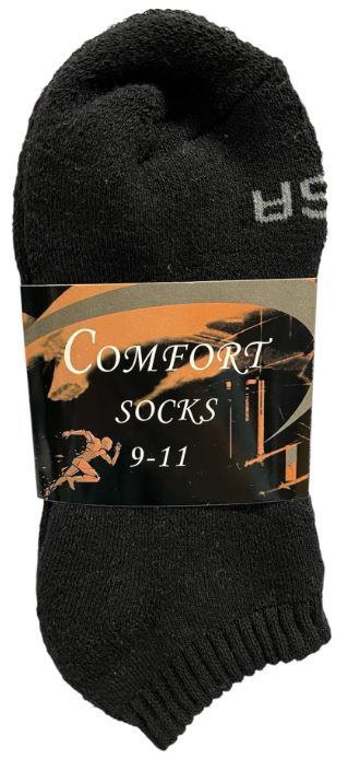 L104 
3PK COMFORT SOCKS LOW CUT BLACK USA 9-11
UPC 812462030835
L204
3PK COMFORT SOCKS LOW CUT BLACK USA 10-13
UPC 812462030866
120 CS PACK