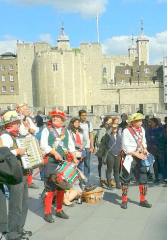 Alan, Tony A and Tony D outside the Tower of London
