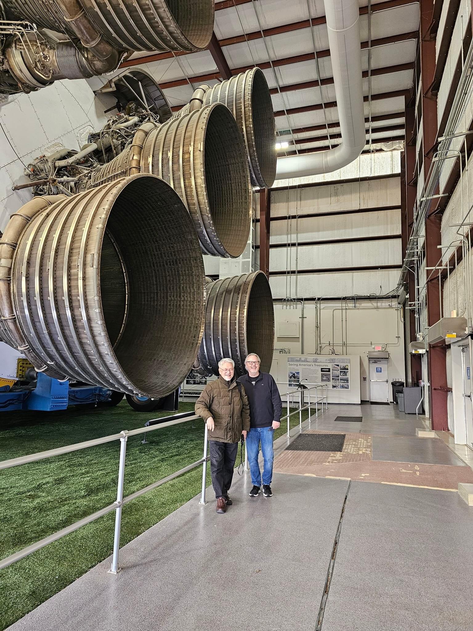 Nomura Sensei with John M. in front of the Saturn V main rockets - HUGE!