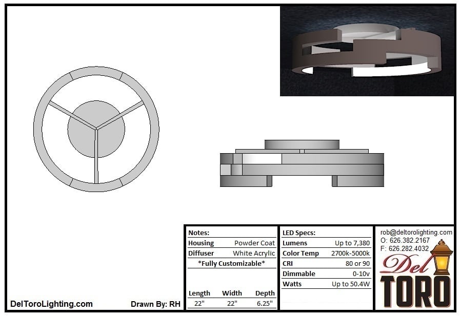 020C-Staggered Ring Ceiling Mount
