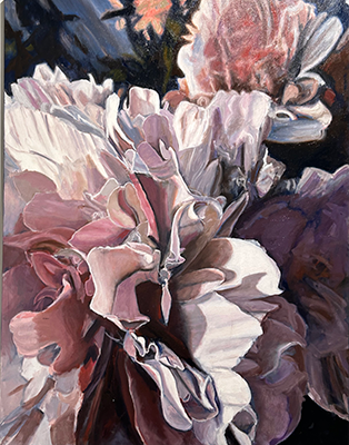 Painting of a pink peony