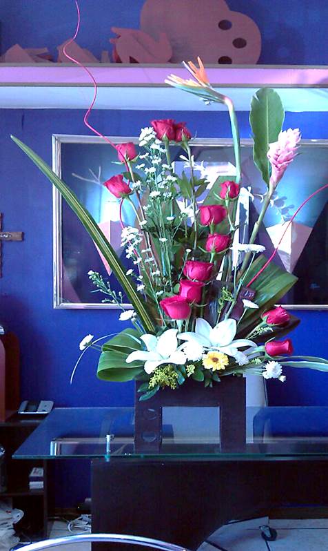 Arreglo A10 de12 rosas rojas con dos lilies y dos avez de paraiso.
$ 850