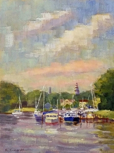 Schmidt, A Small Annapolis Marina, 12" x 9" Oil
