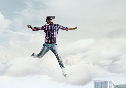 Man in Virtual Helmet