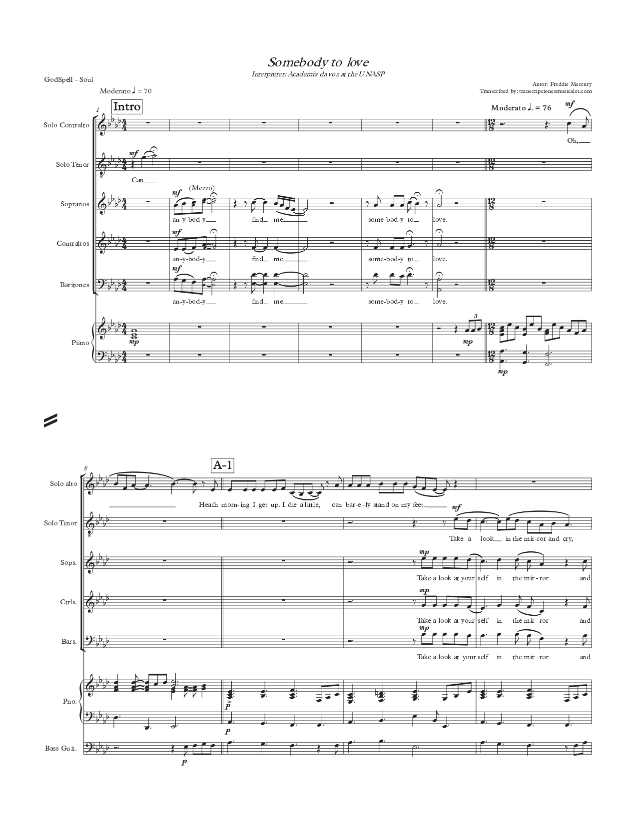 Somebody to love - sheet music page 1