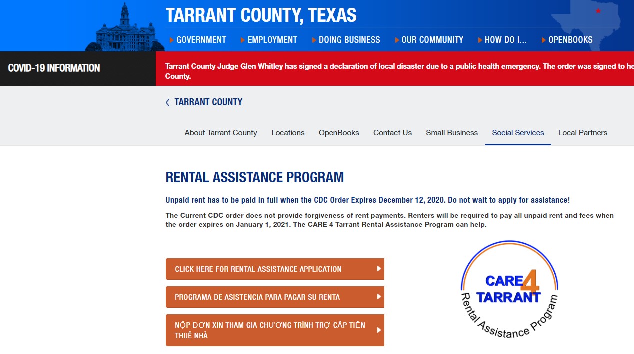 Rental Assistance from Tarrant County