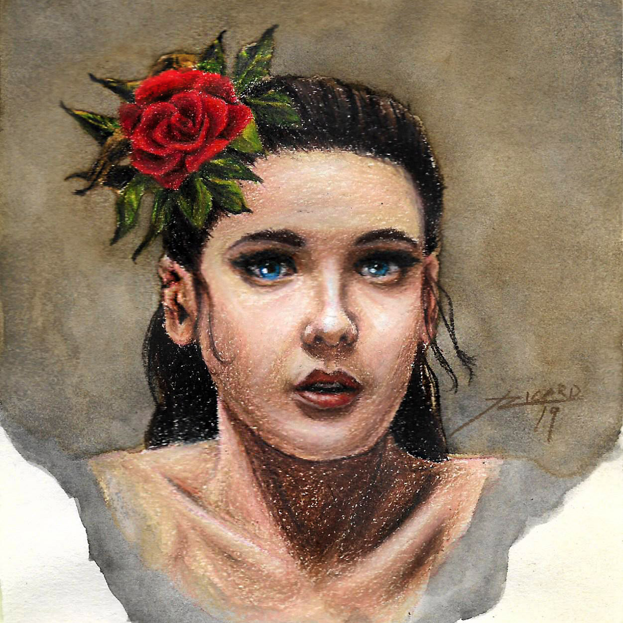 Eunice. Acuarela y lápices de color, 2019