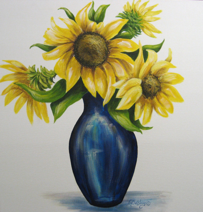 Blue Vase, Mixed Media, 24x24, Gallery Canvas