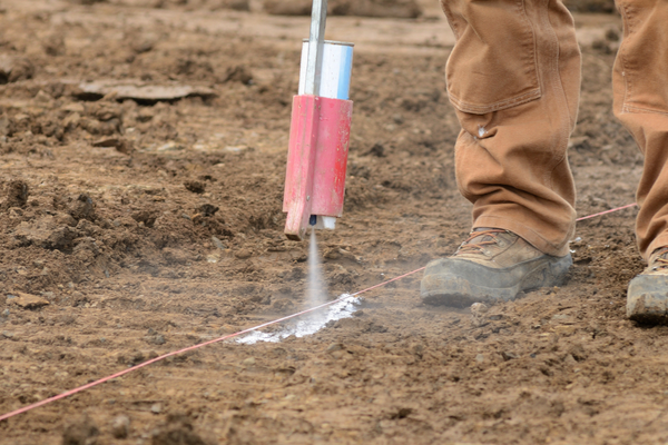 Construction contractor laying out a dig line