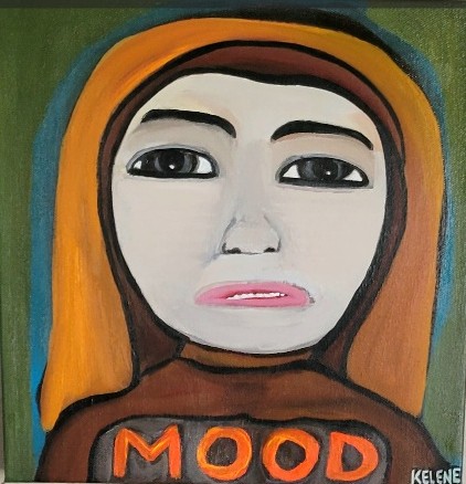 Title MOOD 12 x 12 acrylic on canvas Kelene 2025$200.00