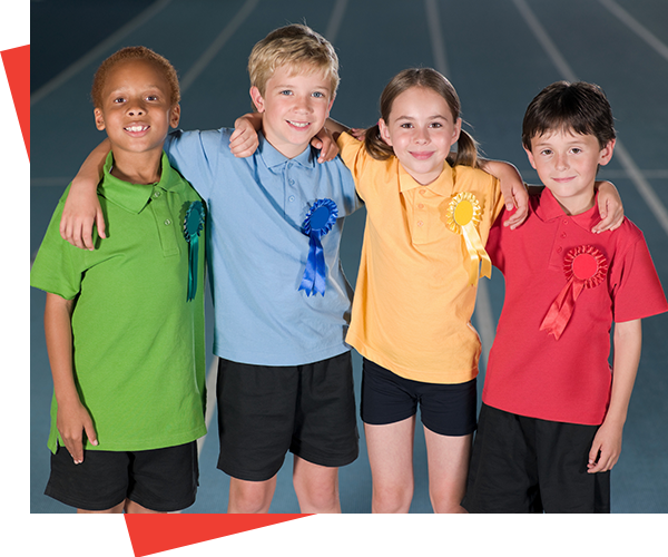 Kids in colourful Polos