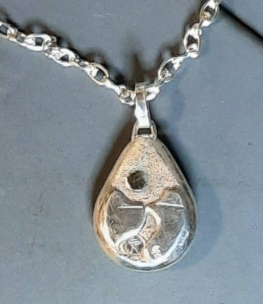 JPn012b Kingman Turquise Pendant - Sterling and 14k gold private collection