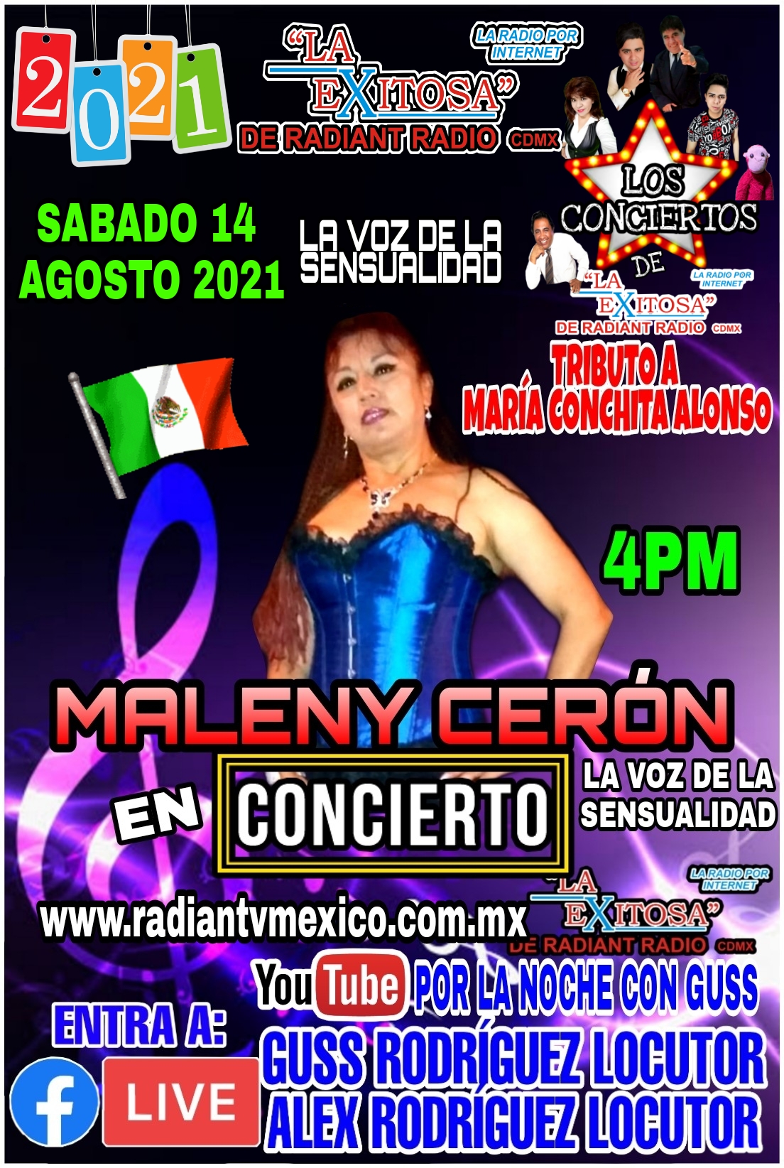 maleny ceron la voz de la sensualidad sabado 14 agosto 2021 4pm tributo a maria conchita alonso 