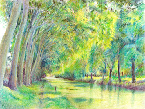 Canal du Midi (Coloured Pencil)
