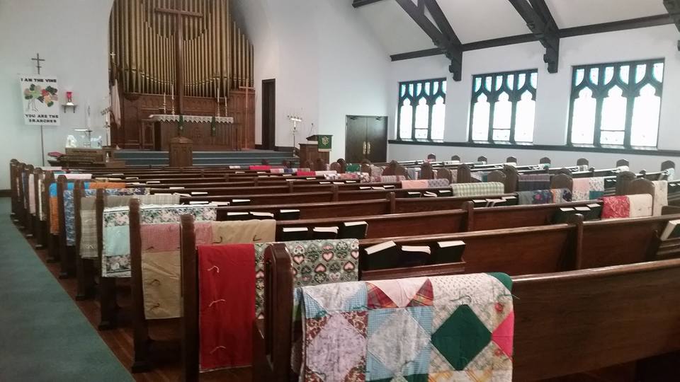 Quilts made by our Sewing Group to send to third world countries and local homeless shelters and nursing homes.