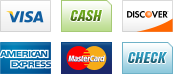 We accept Visa, Cash, Discover, American Express, MasterCard and Check.