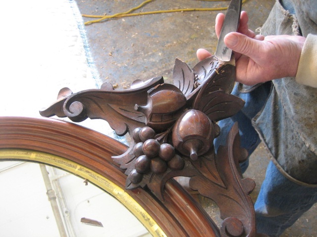 Victorian Period Carved Walnut Mirror