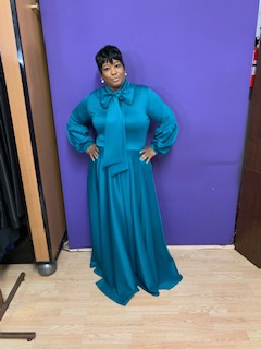Teal Bow Tie Maxi Dress