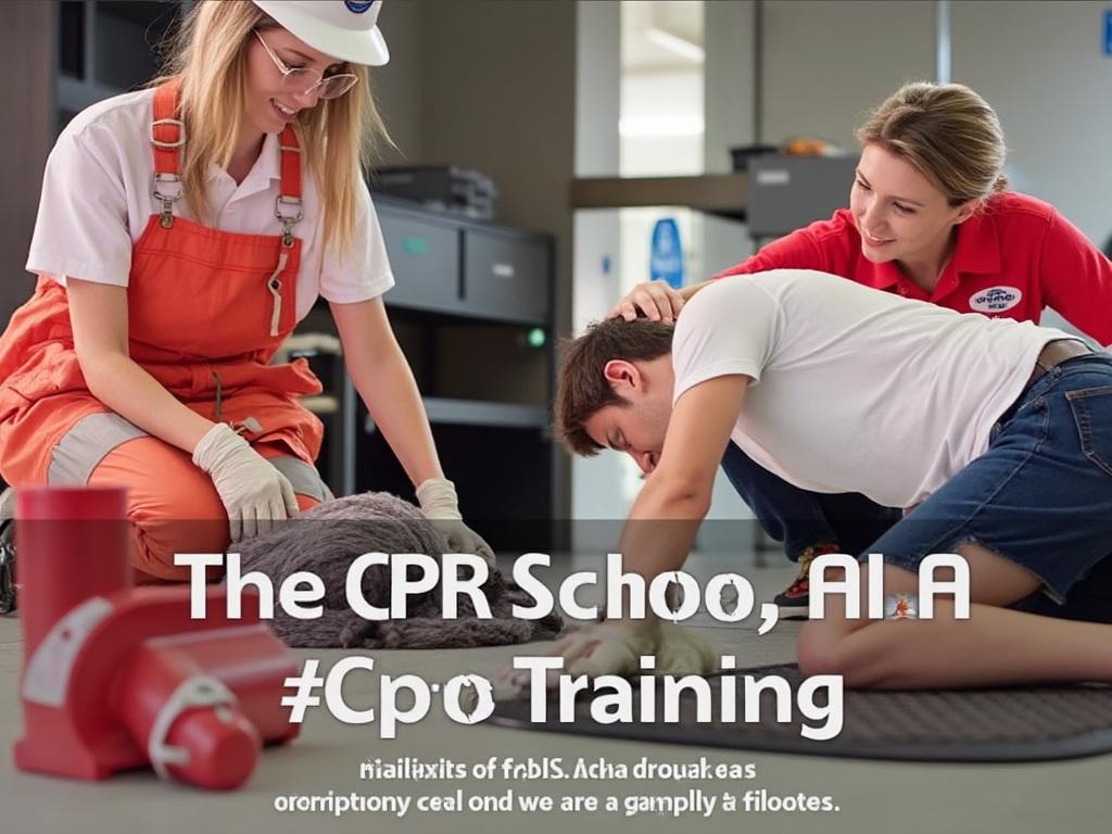 CPR training session with two instructors performing first aid on a dummy indoors.