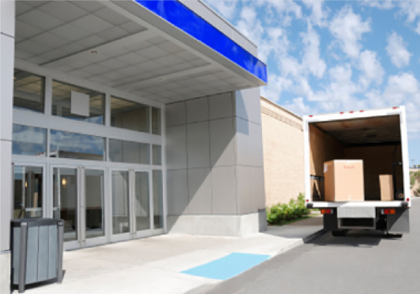 Truck before commercial property Truck before commercial property