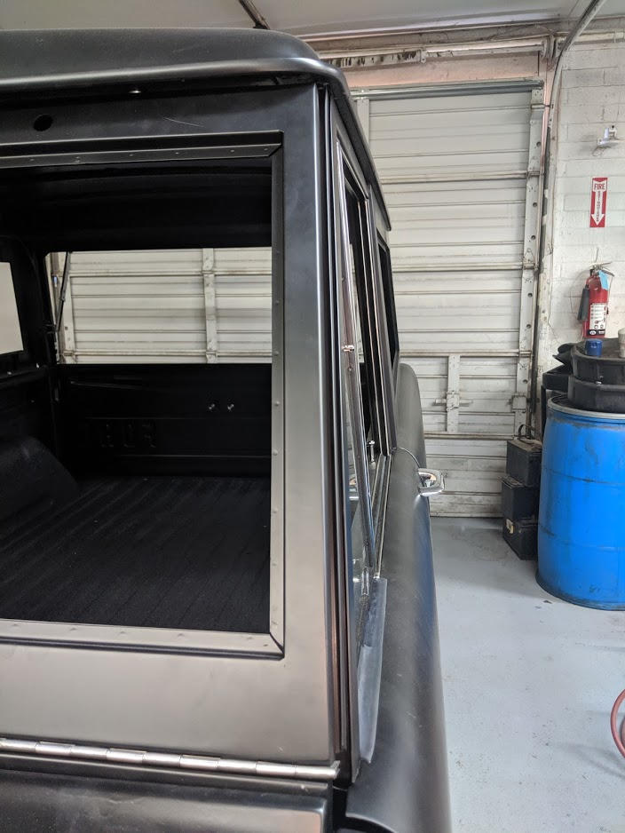 Door window frame lines up with windshield frame