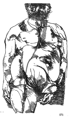 Figure 8: Leonard Baskin, Captain Ahab Lithograph, 17 x 11.5 in.  Moby Dick suite. Fern & O'Sullivan, 571